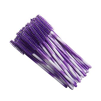 Veeki 100Pcs Disposable Mascara Brush Stick, Double Color Rod Color Eyelash Roller Portable Nylon Eyelash Brush Eyelash Comb (dark purple)