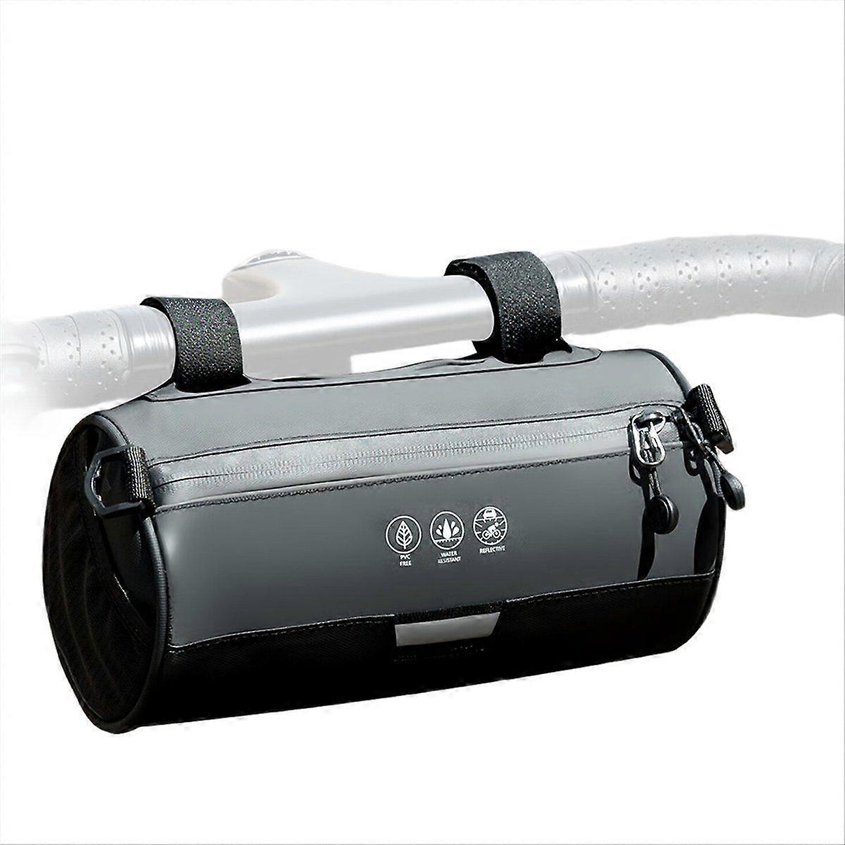 Bike Handlebar Bag Bicycle Handlebar Roll Bag with Large Reflective Area Pouch Bag for Mountain Bik