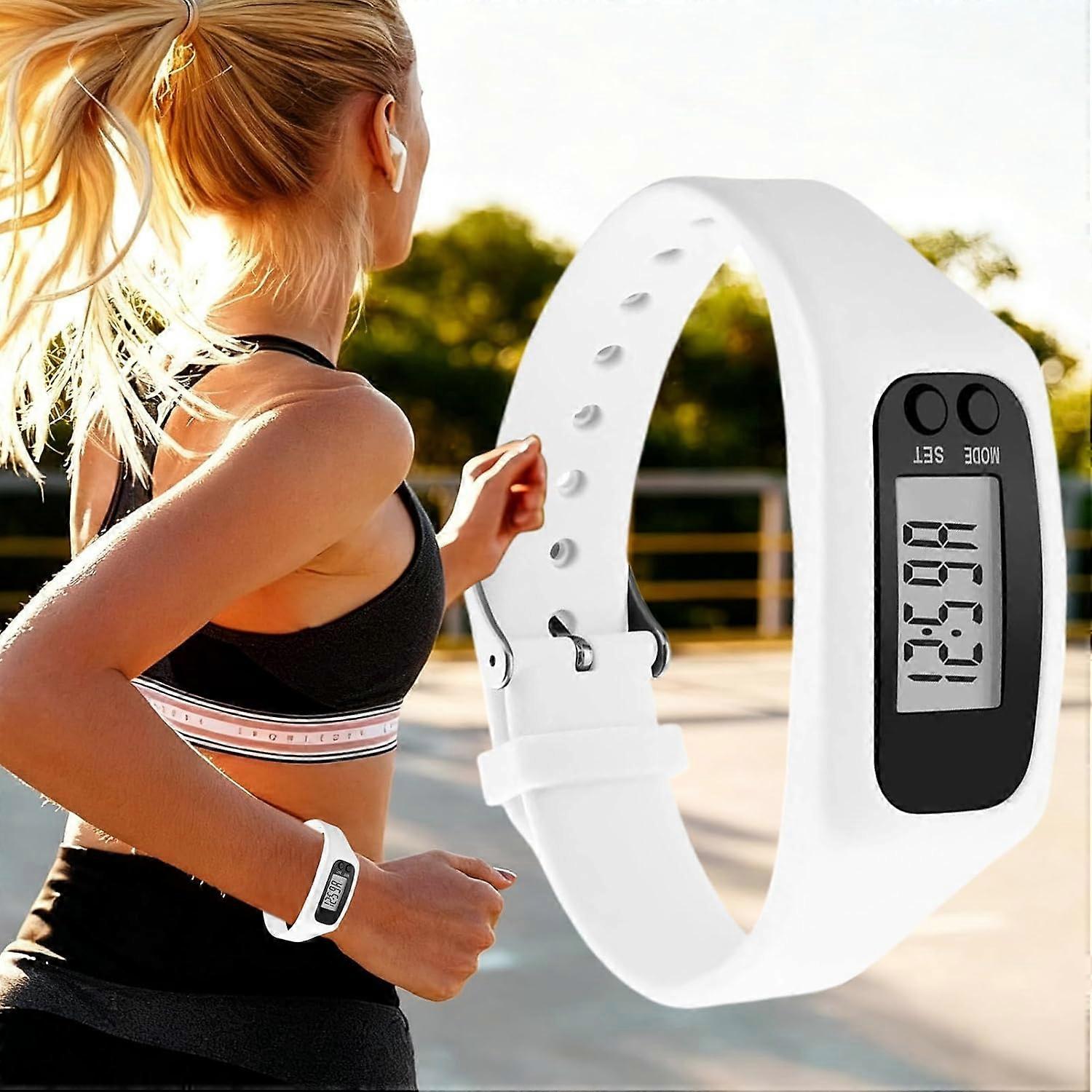 Step Watch LCD Display Lightweight Monitor Large Screen Pedometer For Walking Running Jogging Hiking Workouts Gym White