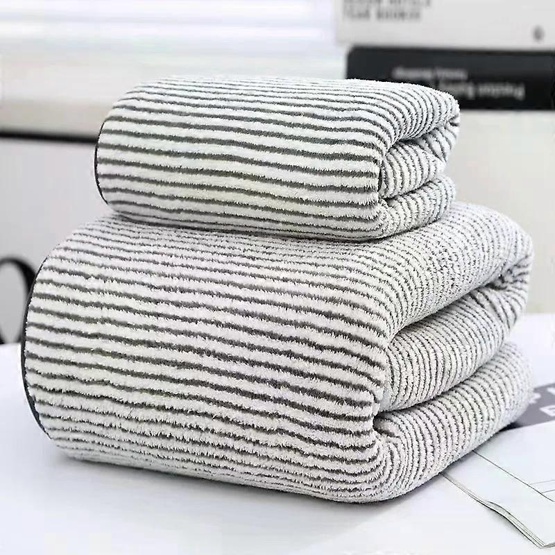 Coral Fleece Quick-Drying Bamboo Striped Towel Set Soft And Absorbent Bathroom Experience Bath Towel Set or Hand Towel