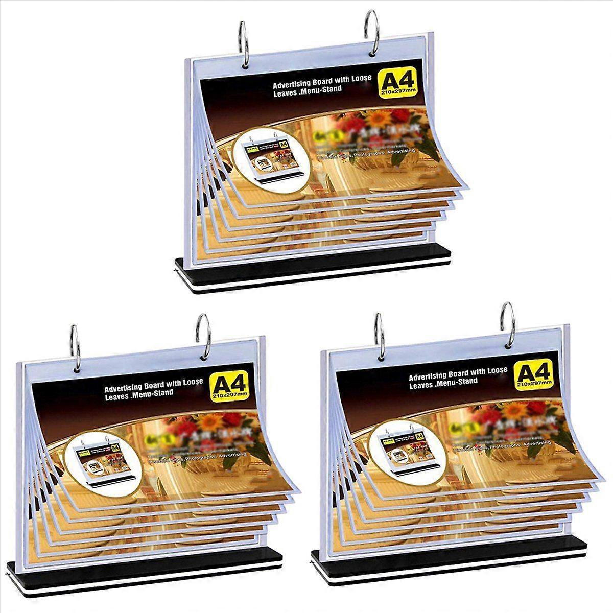 A4 Flip Table Menu Stand Multi-Page Table Card Rack Holder Frame