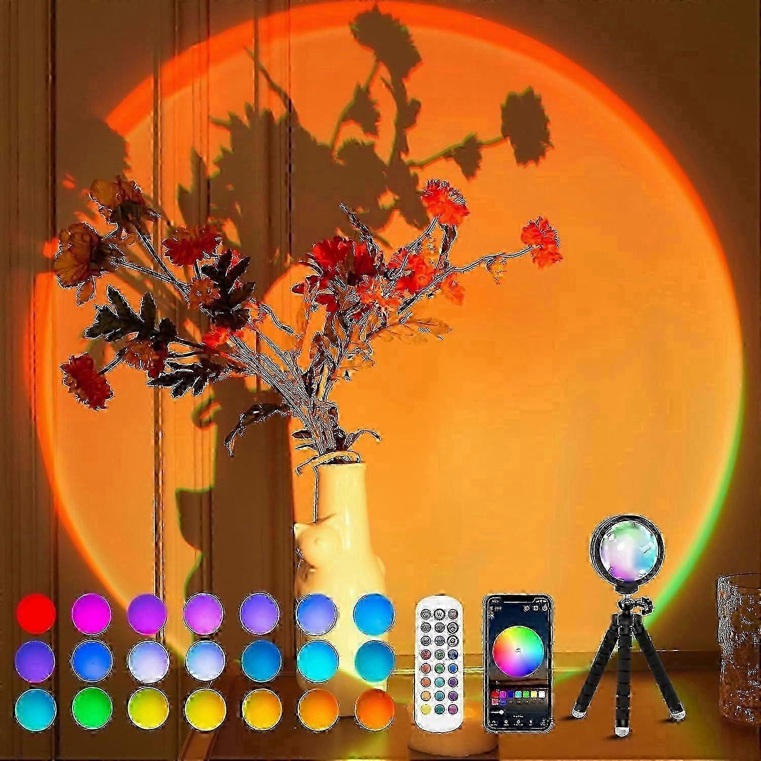 Sunset Lamp Projector with Remote and 360-Degree Rotation, Creates Ambiance for UK Homes