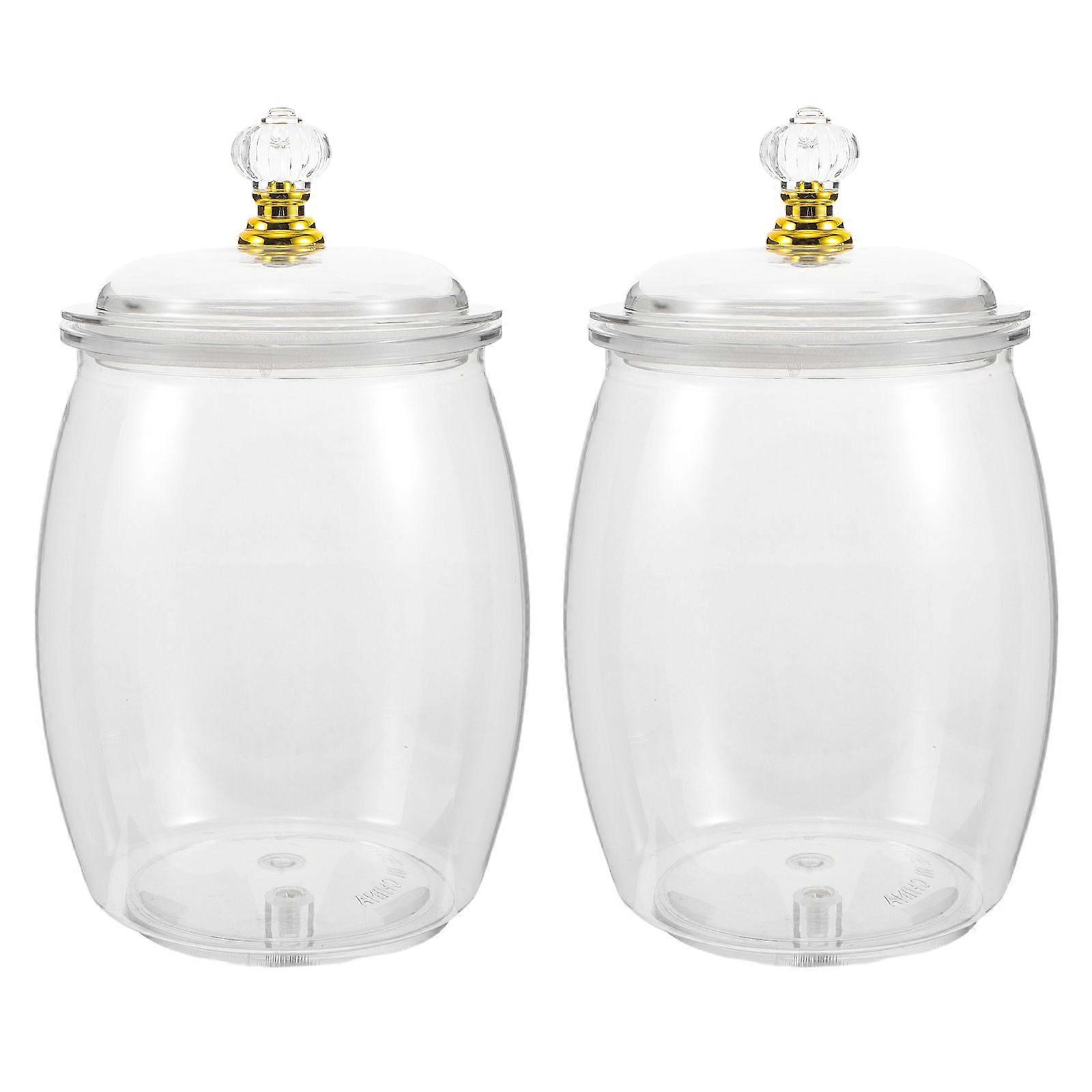 2pcs Candy Jars With Lids - 1.2L Clear Plastic Cookie Container Large Airtight Apothecary Storage Organization Snack Buffet Canister for Party