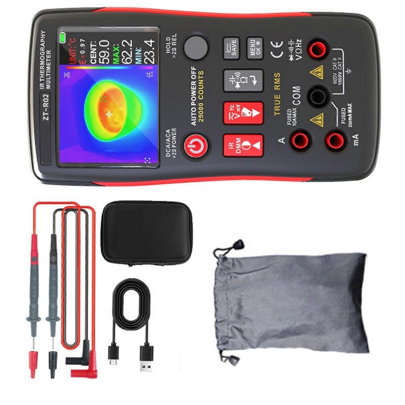 Industrial Thermal Camera Thermal Imaging Multimeter for Energy Audits and Preventive Maintenance with Memory Function Multicolor