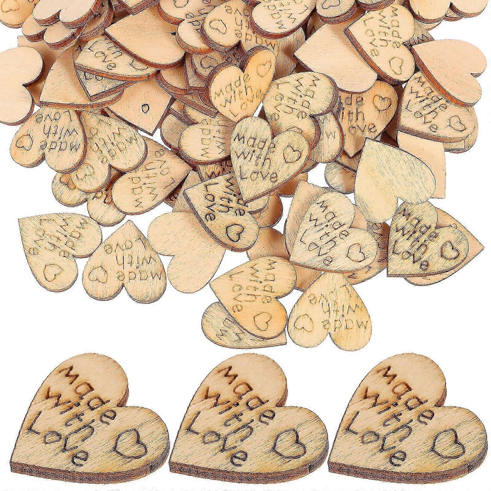 100 Pcs Woodsy Decor Handmade Button Wooden Heart Buttons Scrapbooking Button Wooden Buttons