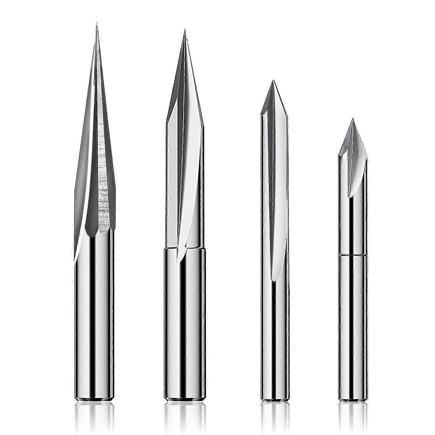 Cnc Router Bits Set 1/4 , Engraving Wood Carving Router Bit 6mm & 4mm, V-groove, Bit, Tungsten Stee-YUHAO