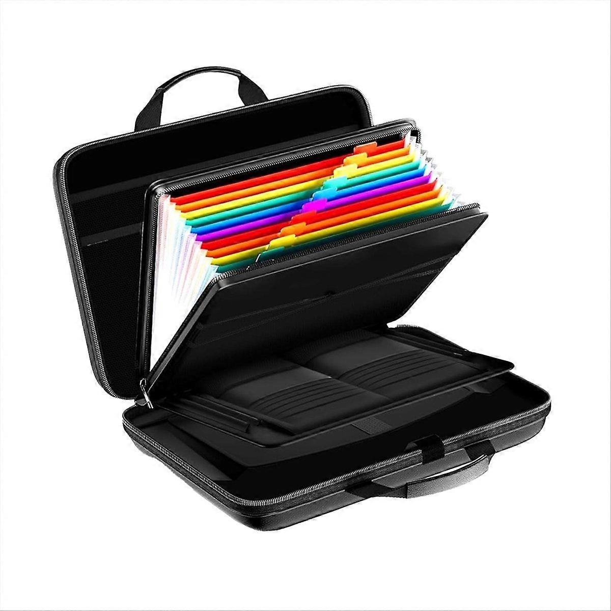 Fireproof Document Box, Hard Case Fireproof File Organizer with Lock and 13 Pocket Accordion File F