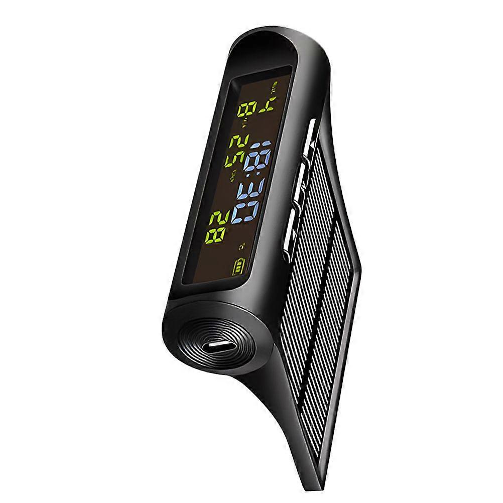 Car Clock Thermometer Vehicle Digital Solar Power Car Automotive Clock For Dashboard