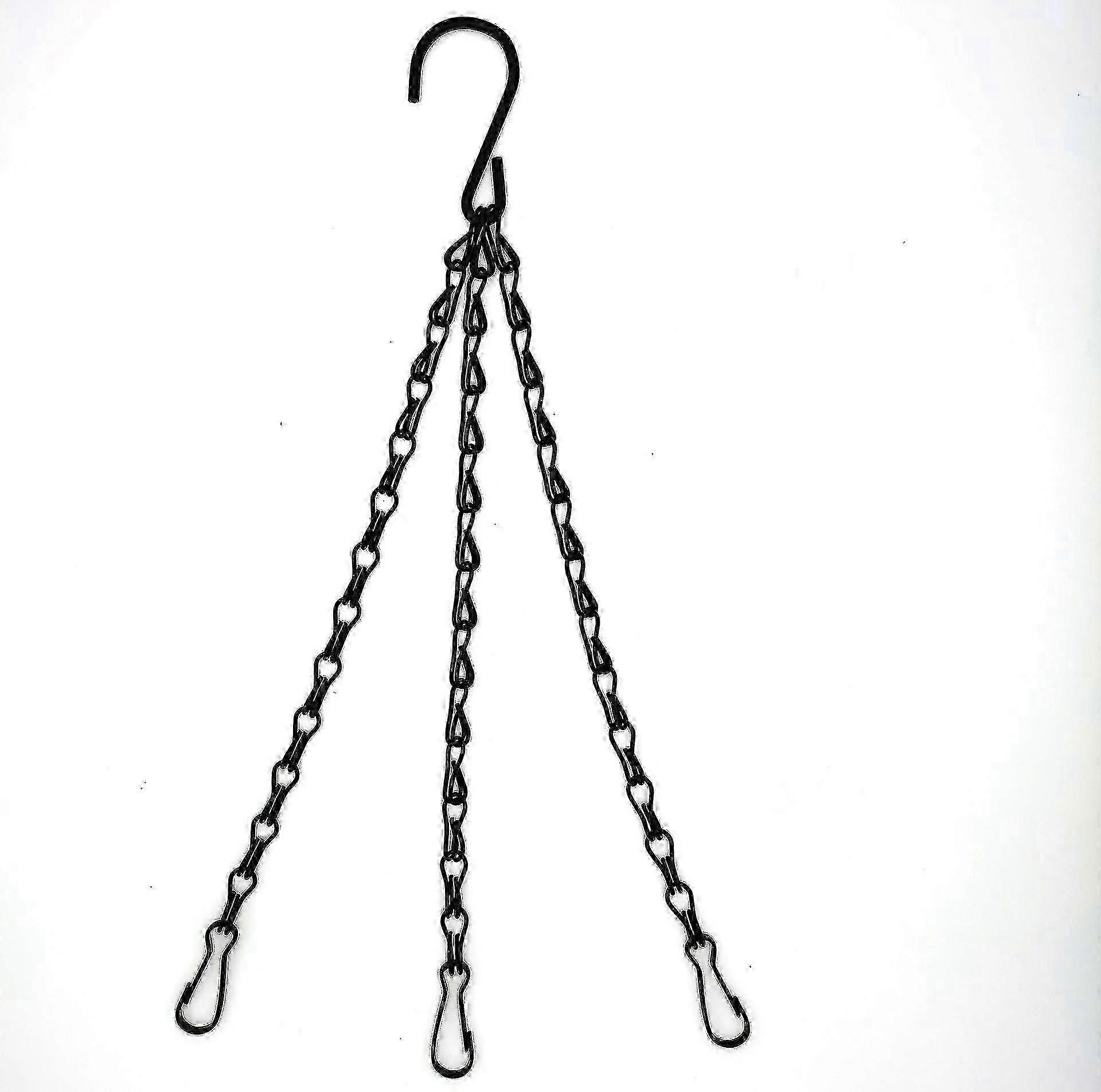 4 Pack 3 Strand Hanging Basket Chain Metal Replacement Chain Hook with Hook and Clip 50cmblack