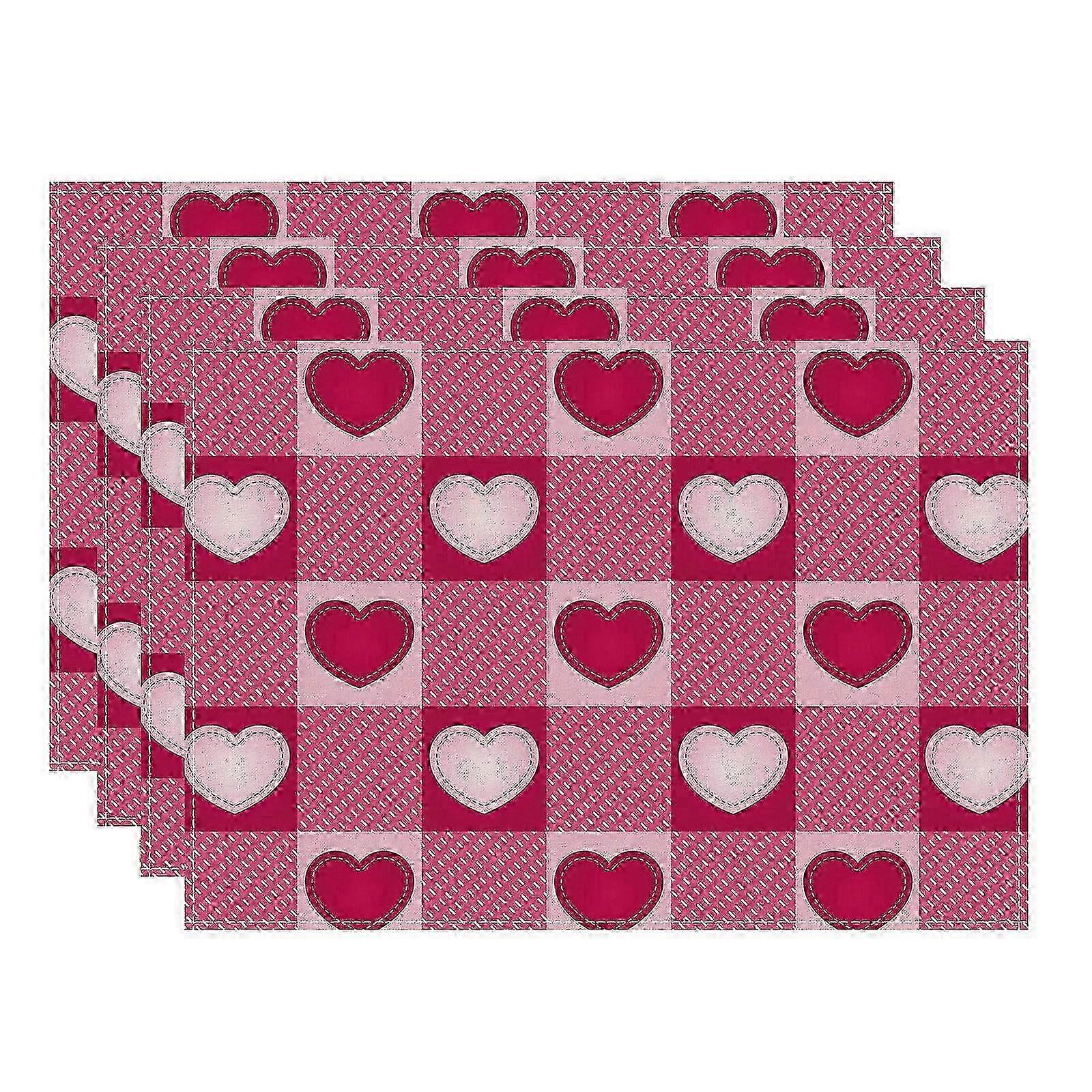 Plaid Love Hearts Sets de table Set de 4 sets de table