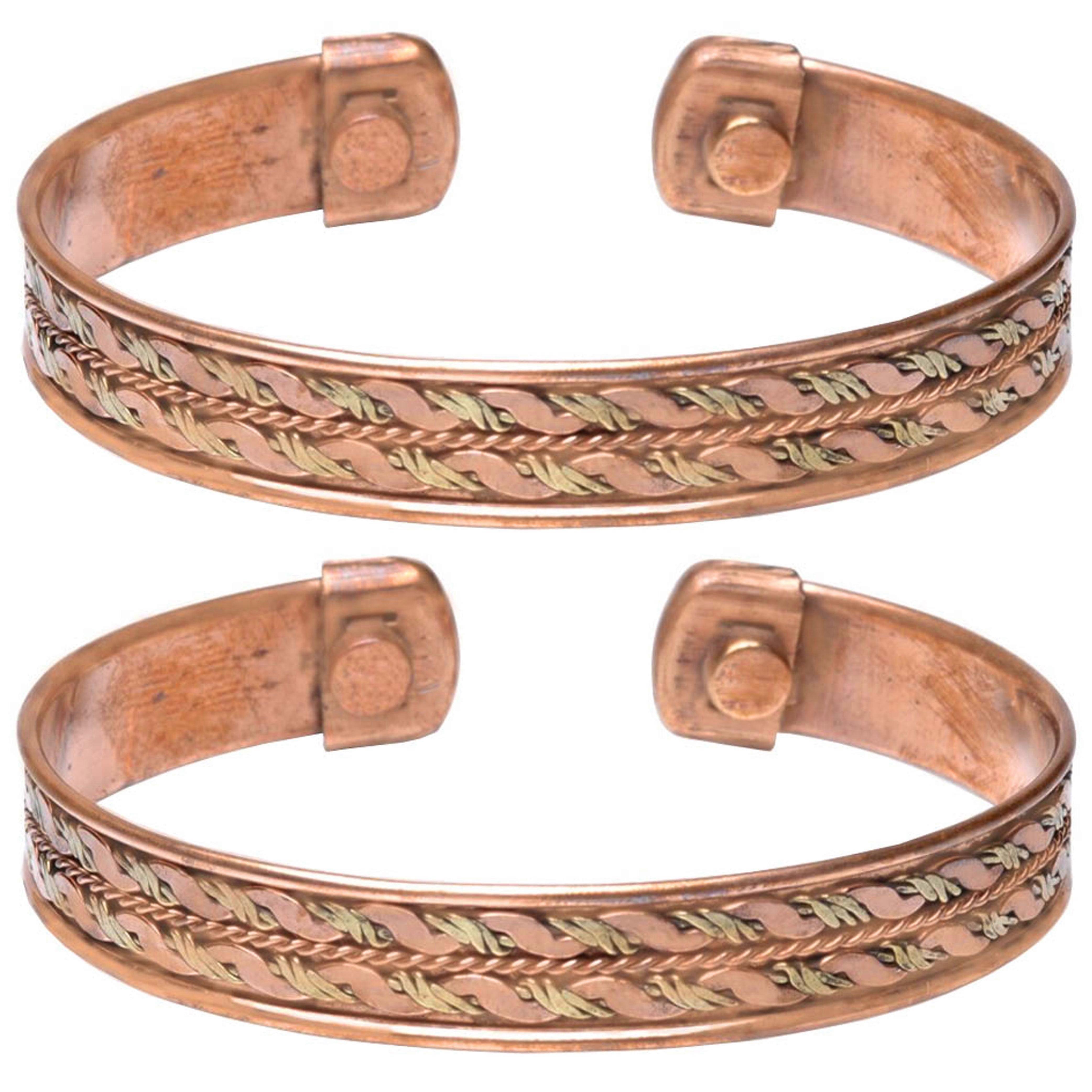 Magnetic Cuff Bracelet in Copper, 2 Piece