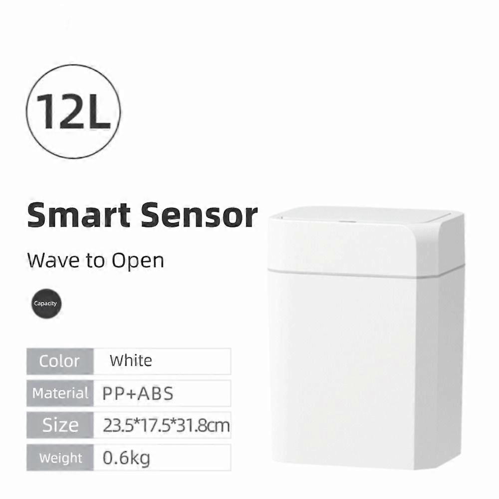 Square Automatic Sensor Trash Can Touchless Induction Wastebasket Smart Trash Bin  Bathroom