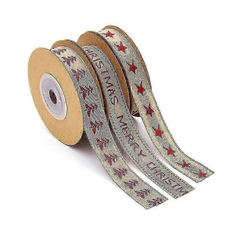 Christmas Tree Ribbon with Star Patterns and Holiday Greetings