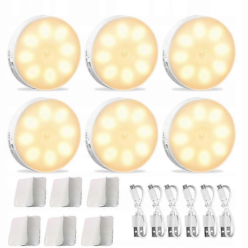 6x 8 Led Night Lamp With Motion Sensor Usb Lamp For Stairs Yellow Light