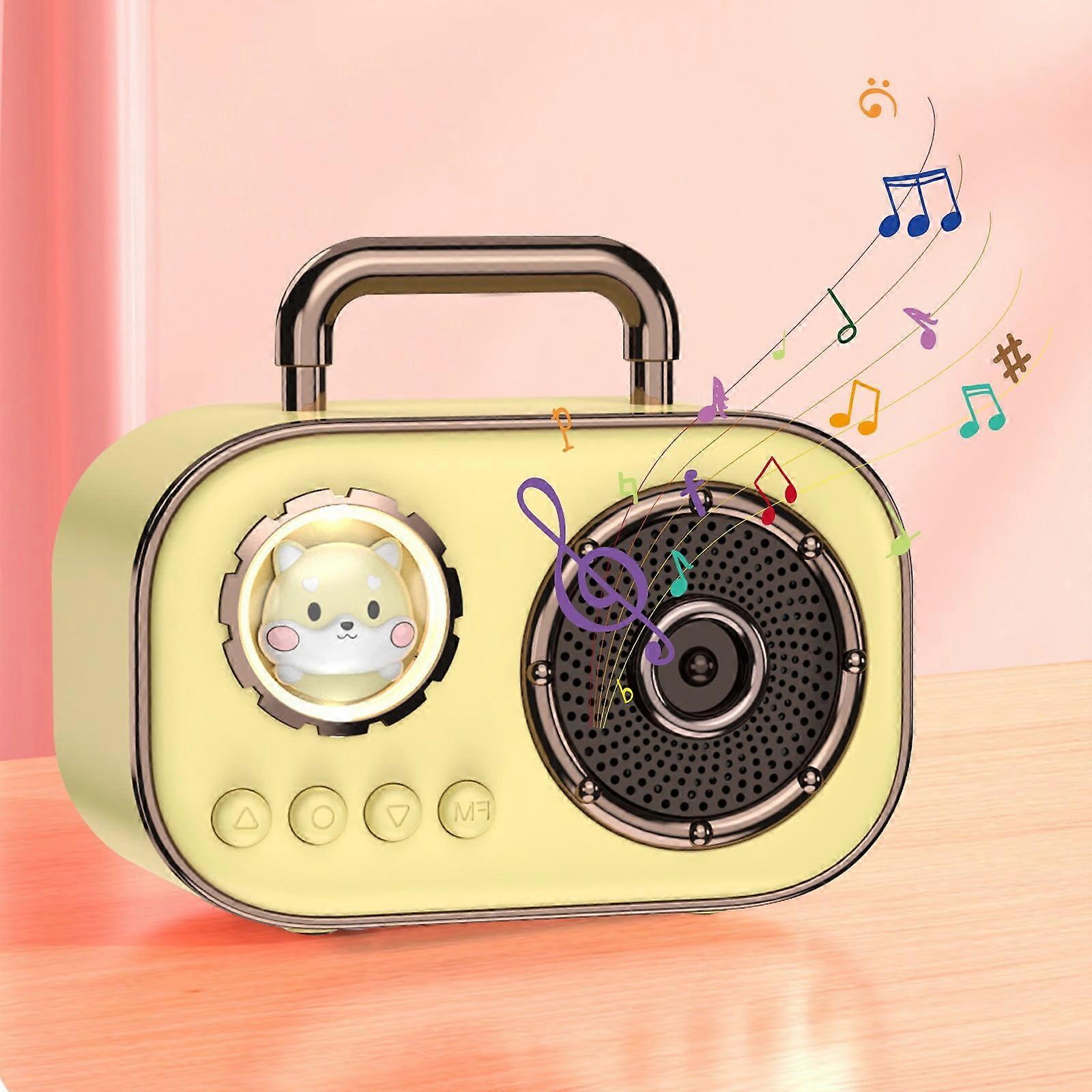Txmfgh Portable Bluetooth Speaker with Mic - Retro Design, Stereo 360° Sound & LED Lights, Compatible with Karaoke and Speeches