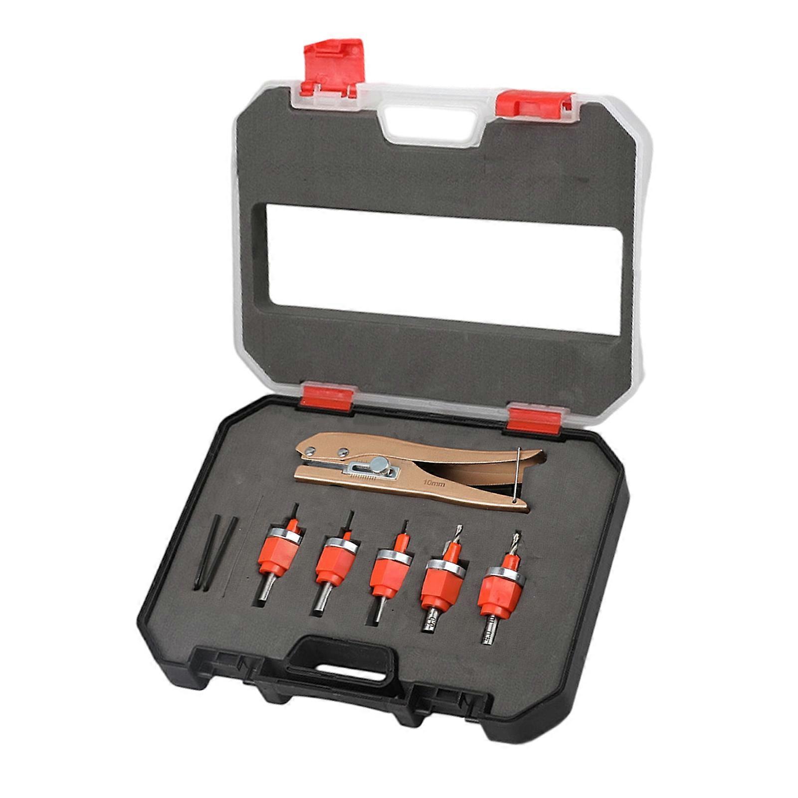 5 Limit Countersink Drill Bits Set with Depth Stop and Hole Punch Pliers Woodworking Tool For Carpentry DIY Projects Multicolor