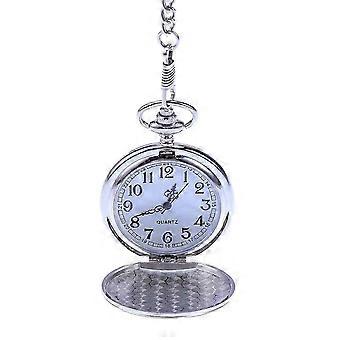 Pocket watch white dial for men with chain