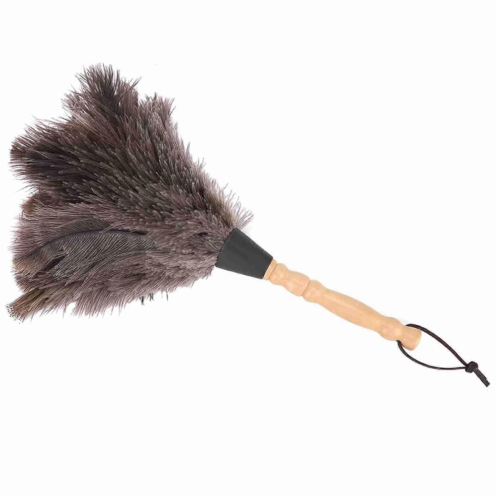 Wooden Feather Duster with 15cm Handle and 34cm Length for Home Cleaning Dust Removal
