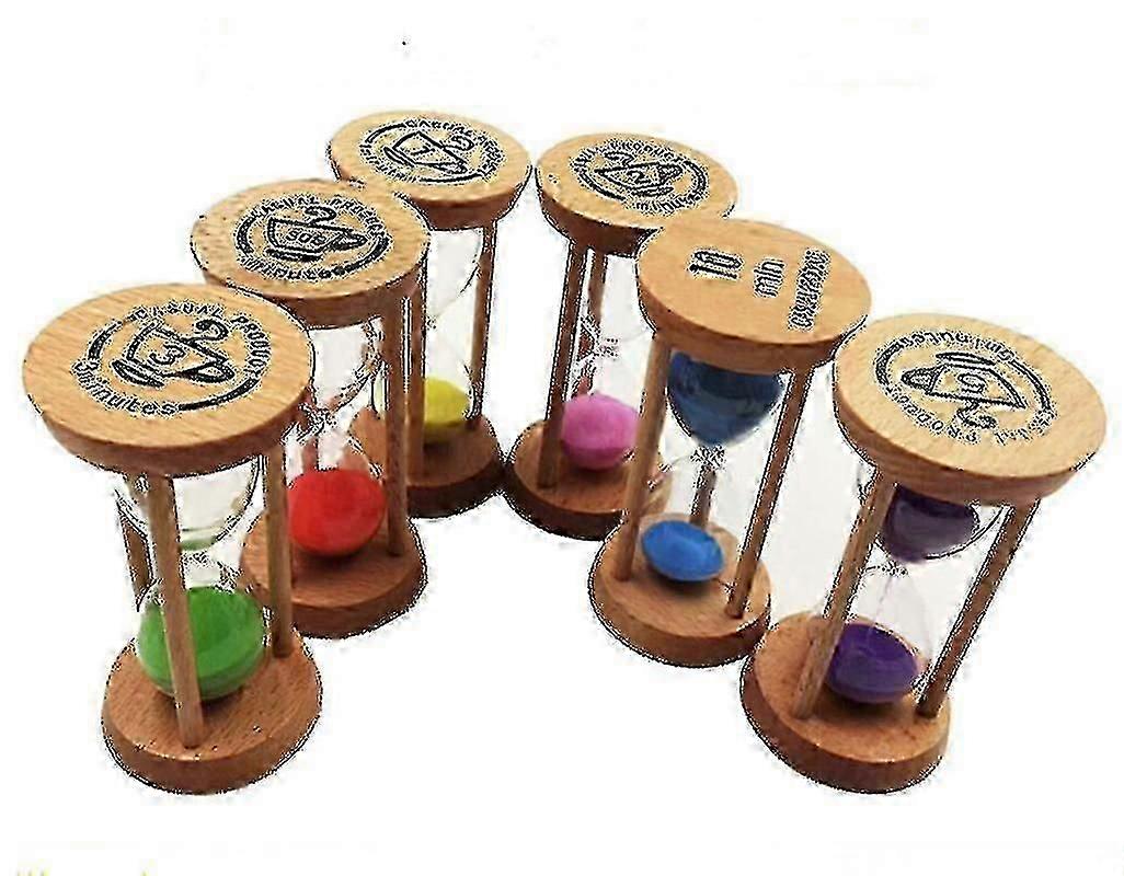 Tre Timeglass 30 sekunder + 1 + 2 + 3 + 5 + 10 minutter Timer Creative Gift Study Room Dekorasjon Timeglass Timer 6 Piece Set