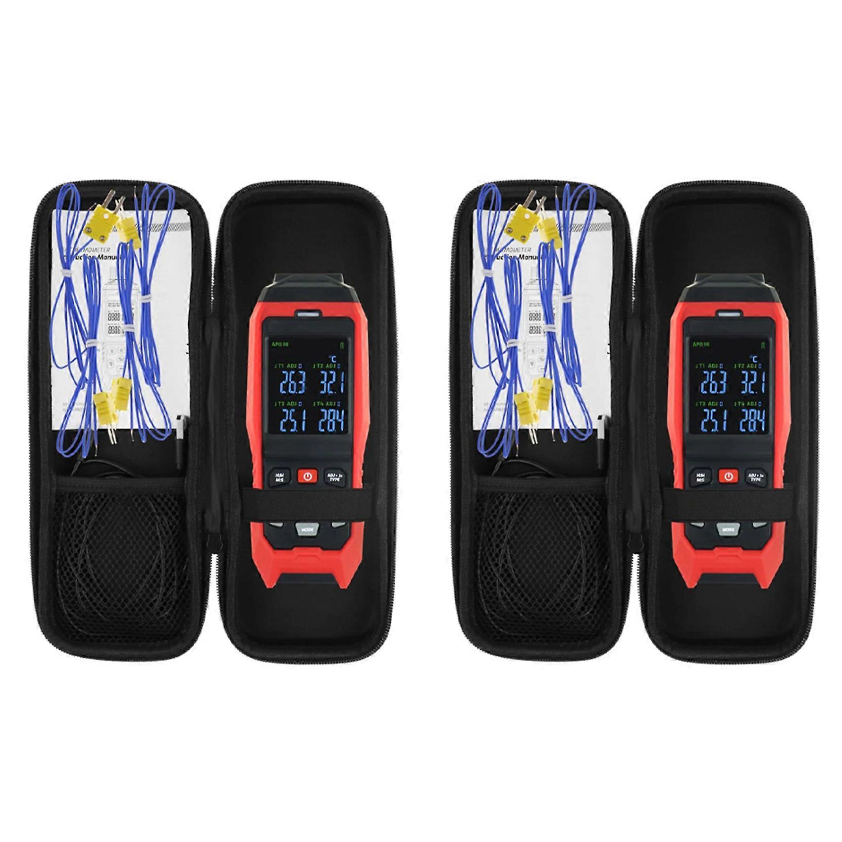 2X Thermocouple Thermometer 4 Channels Data Logger Thermometer K Type Temperature Logger with Alarm and Data Logging