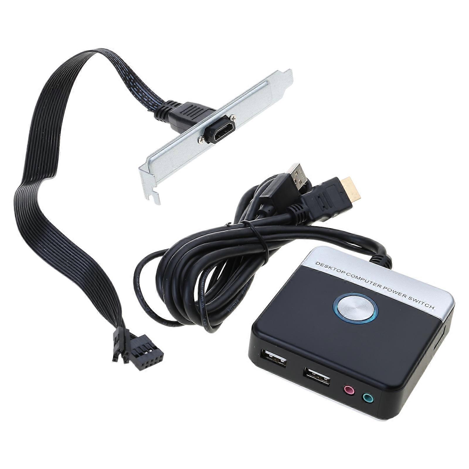 Convenient PC Power Switcher with USB Hub Reset & Power Supply Function Button, 1.1M Extension Cable for Desktop Case Multicolor