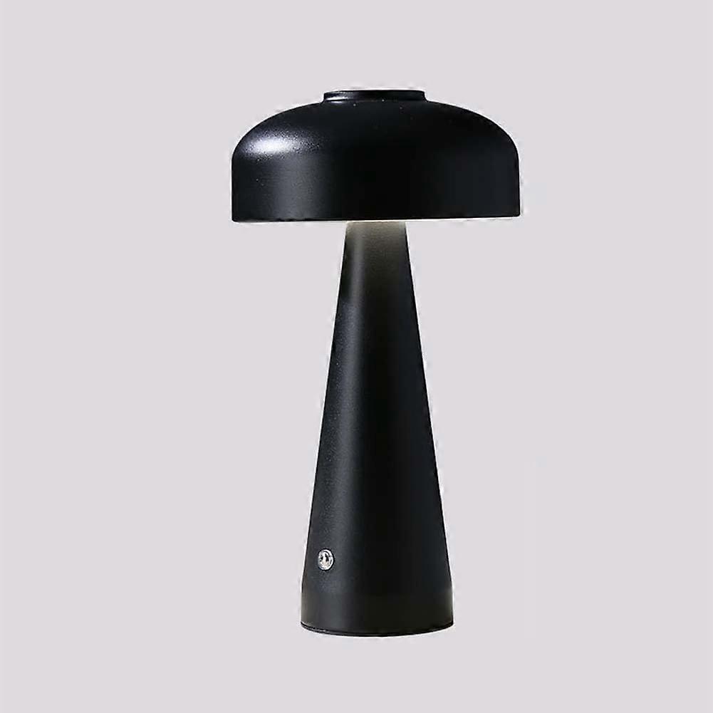 Mushroom Table Lamp with Touch Control Dimming, Rechargeable Modern Metal Bedside Light