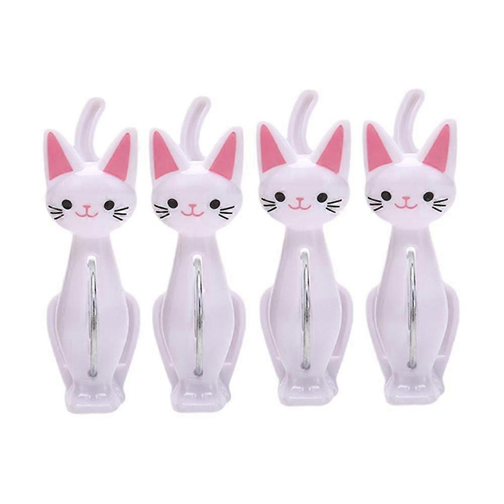 4Pcs Durable Plastic Towel Clip Cute Cat Multi-function Sealing Clips Windproof Clip Stationery Note Clip