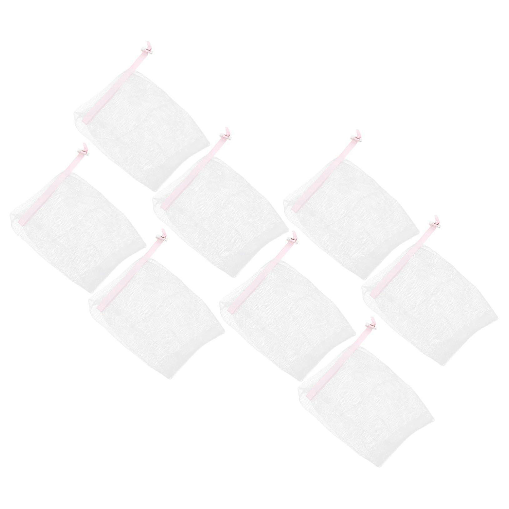 8PCS Facial Foaming Net Soap Saver Bag with Drawstring for Rich Foam and Gentle Skin Exfoliation