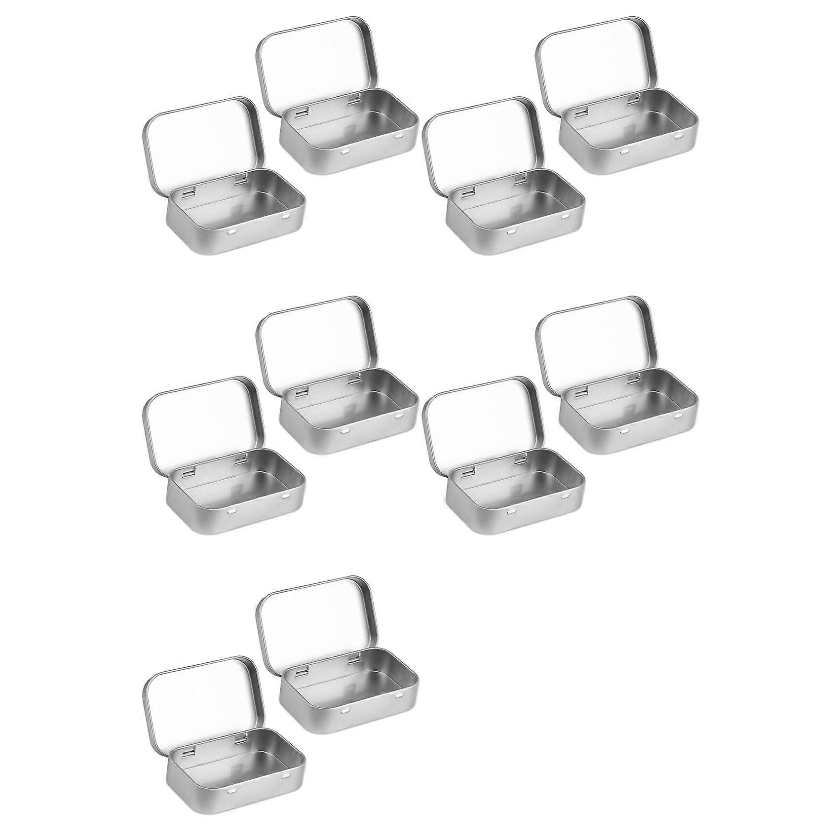 10 PCS Small Storage Box with Lid Rectangular Small Tin Boxes Metal Box with Lid Small Tin Box for Home Storage Silver