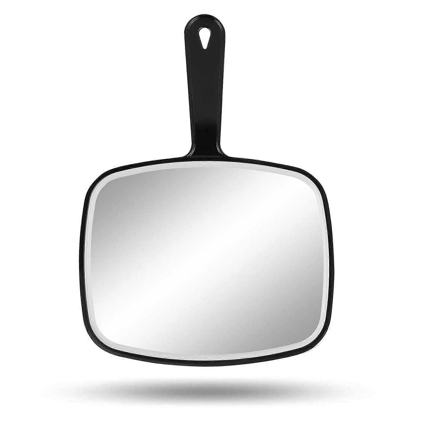 Large Handheld Mirror with Handle, Wall Mount Vanity Makeup Mirror for Salon Travel, Square Black 10.3x7.3in