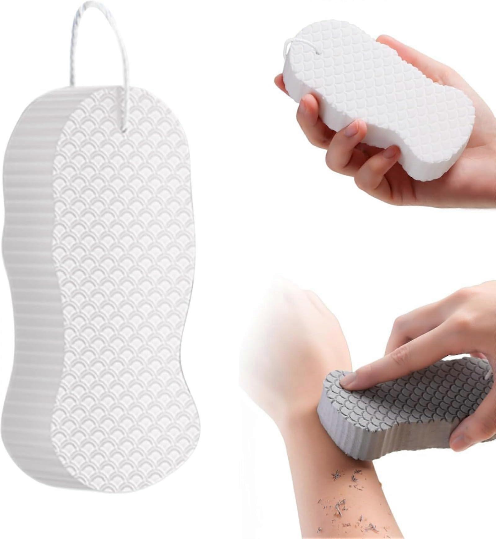 Exfoliating Bath Sponge with Deep Cleansing Texture, Soft 3D Shower Scrubber for All Skin Types, White