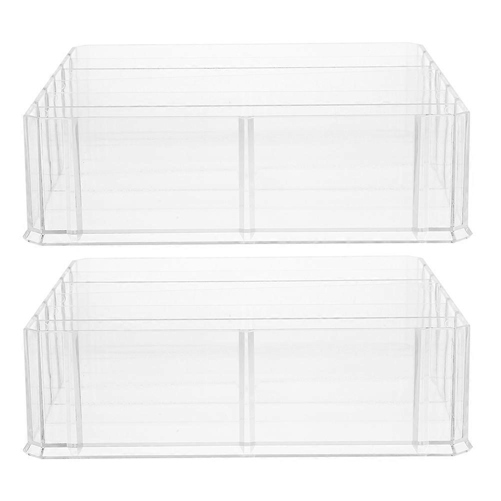 Acrylic Cash Storage Box Transparent Multi-Grid Currency Box 2Pcs