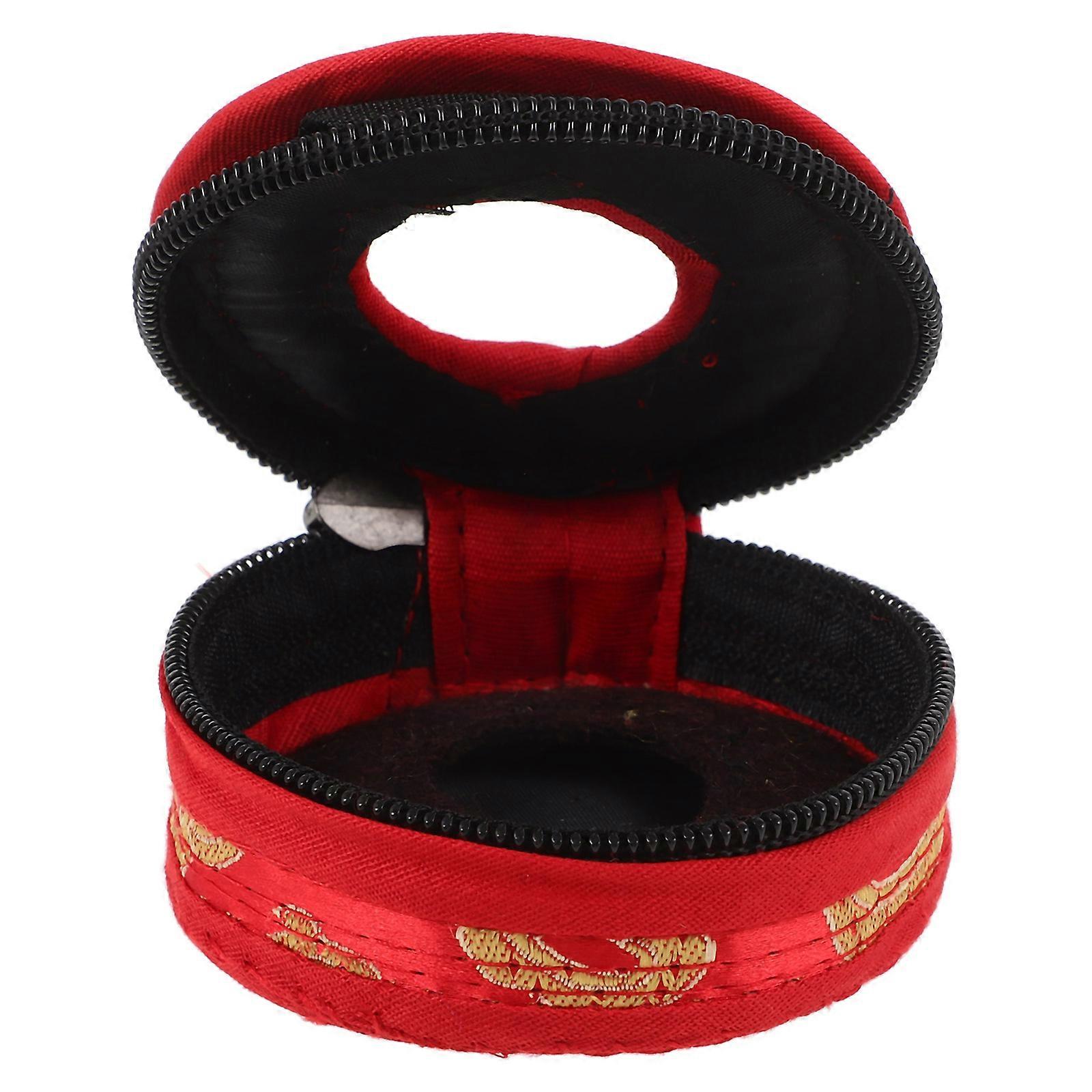 Finger Cymbals Storage Bag with Cotton Material for Use Red Case