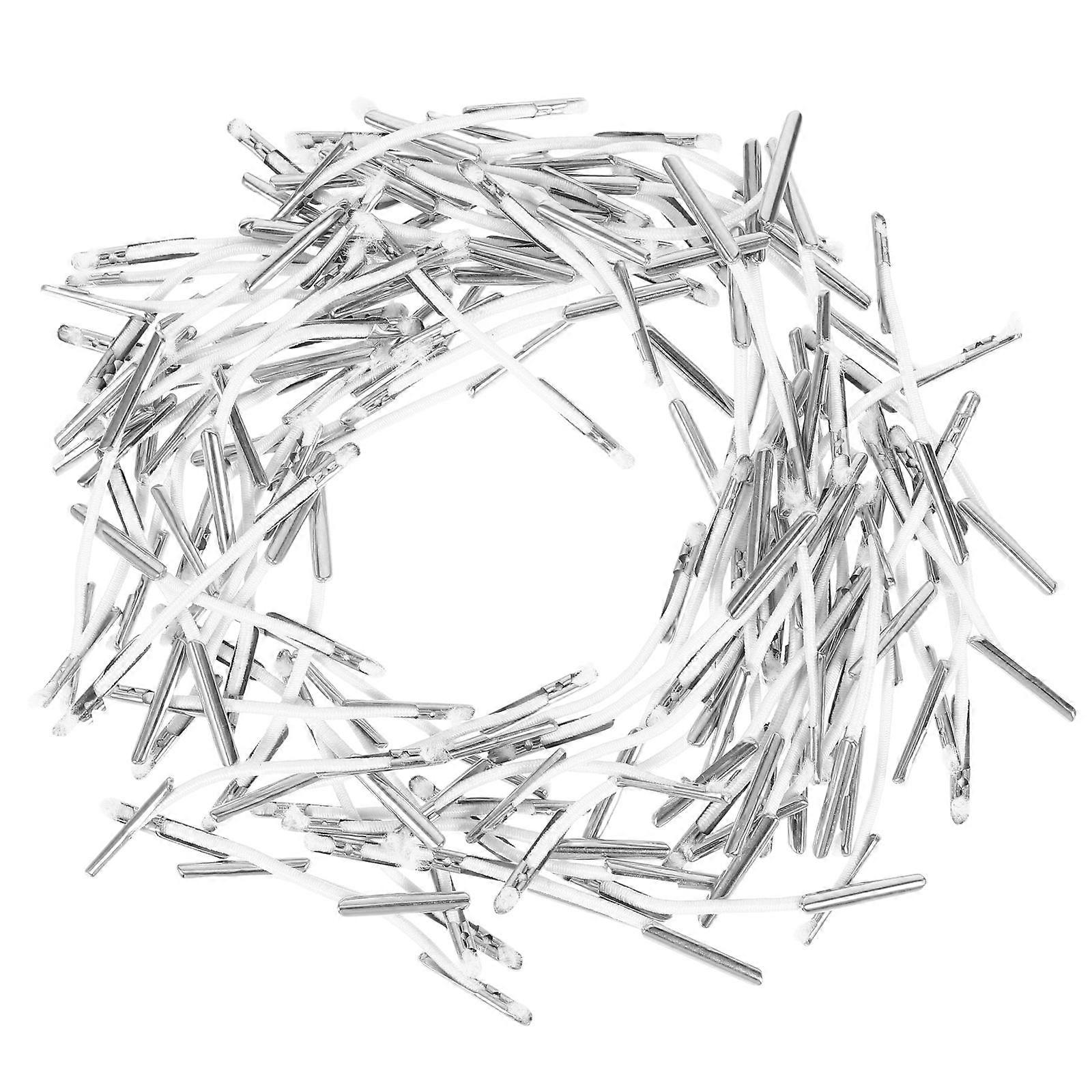 Sewing Diy Crafts Elastic Bands With Metal Ends For Mask Creation And Book Binding White 4.70X0.20X0.15CM Binding Elastic Cord 100Pcs