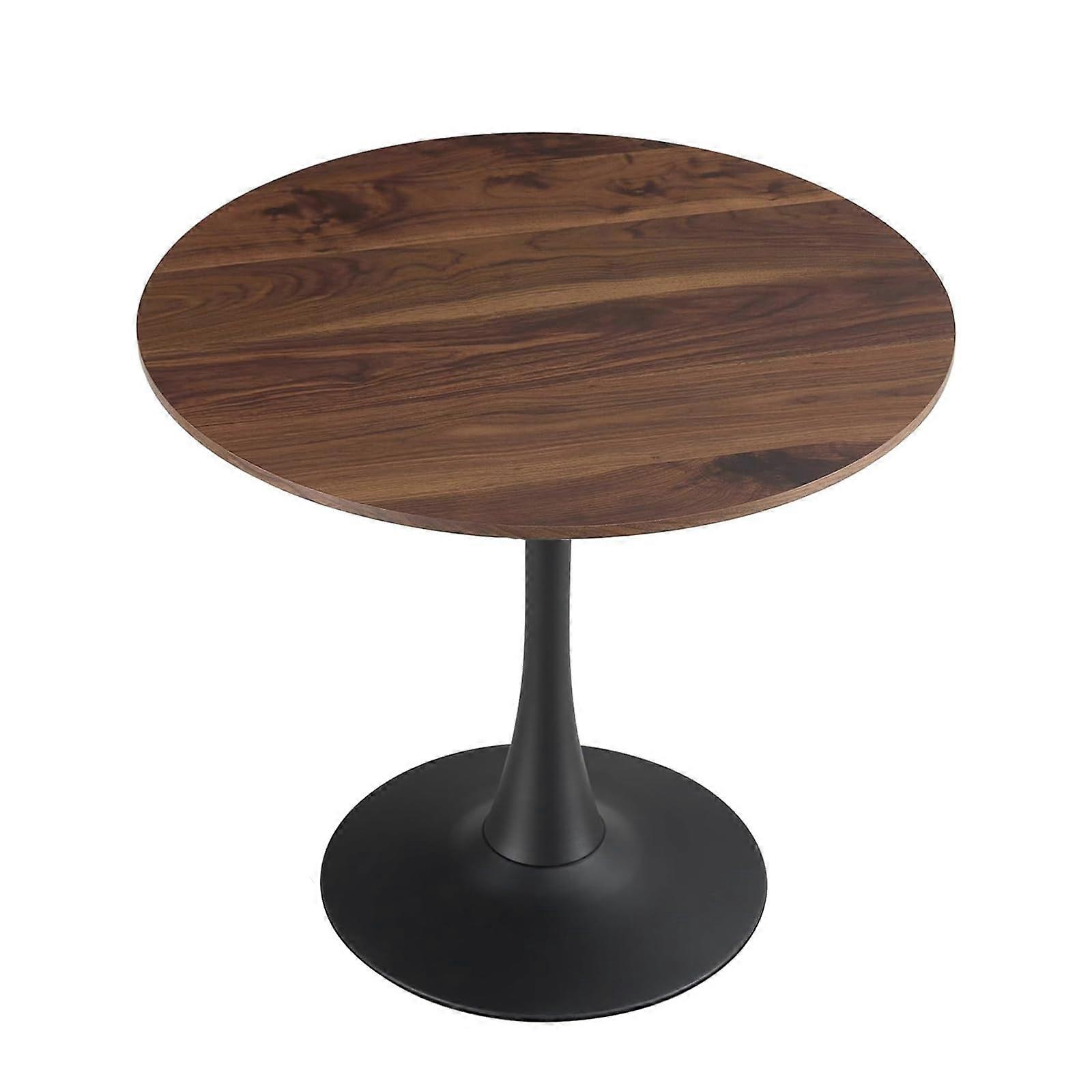 60cm Round Walnut Dining Table with Tulip Base, ScratchResistant Surface, Mid Century Modern for Small Spaces