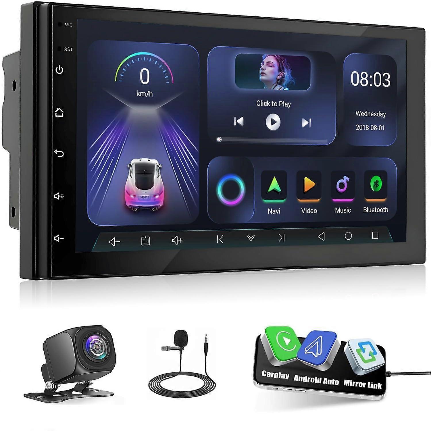 7 Inch Android Car Stereo with GPS WiFi Bluetooth, 2 DIN CarPlay Android Auto Head Unit