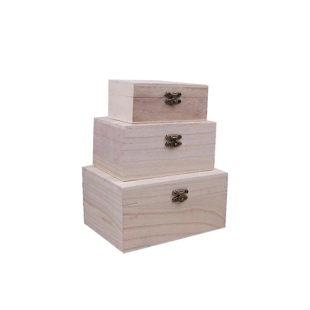 Unfinished Lock Box Wood Case for Storage Use 2Sets Multi-Purpose Case