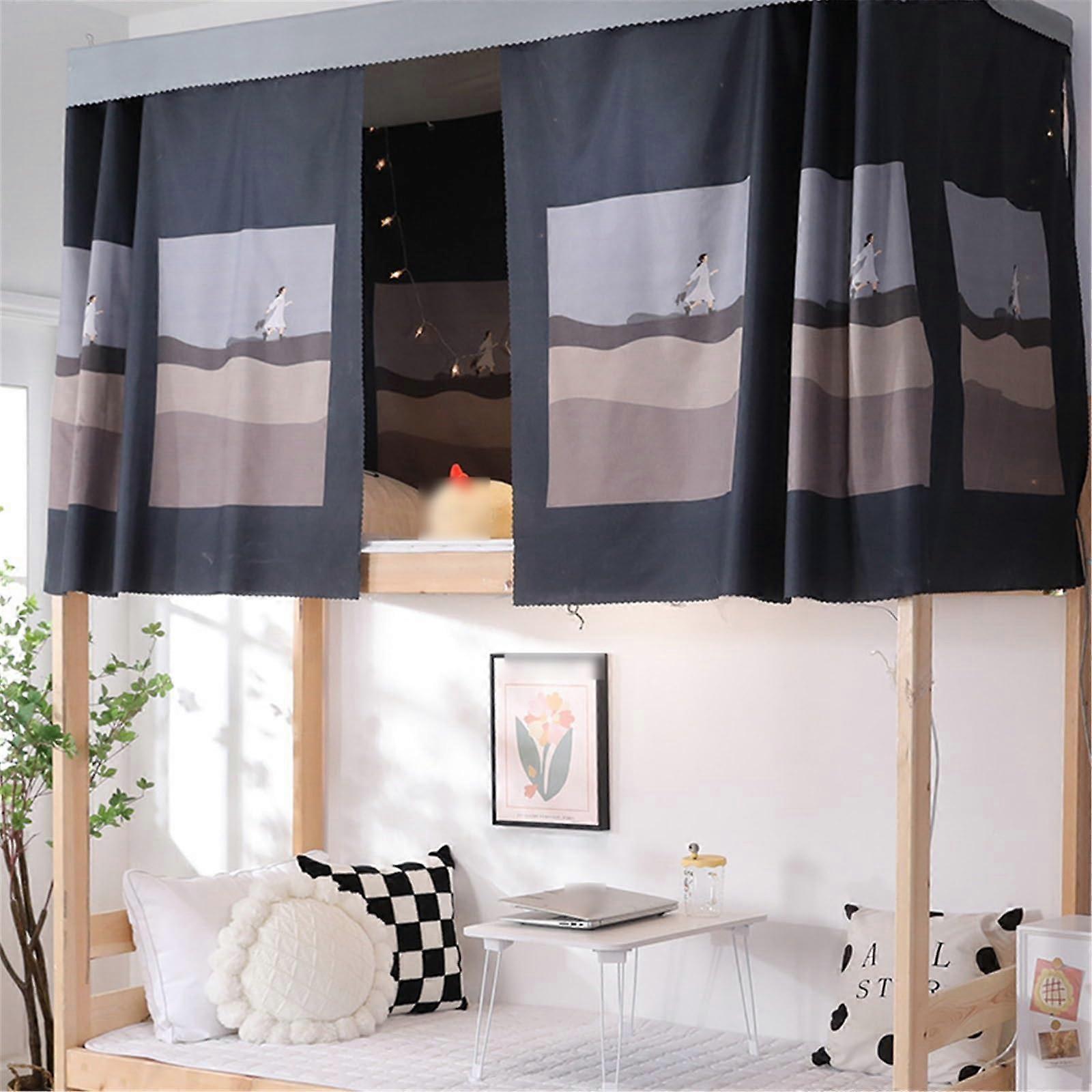 Dorm Bunk Bed Privacy Curtain Set with  Cover, Breathable Fabric, Full Coverage for Dormitory