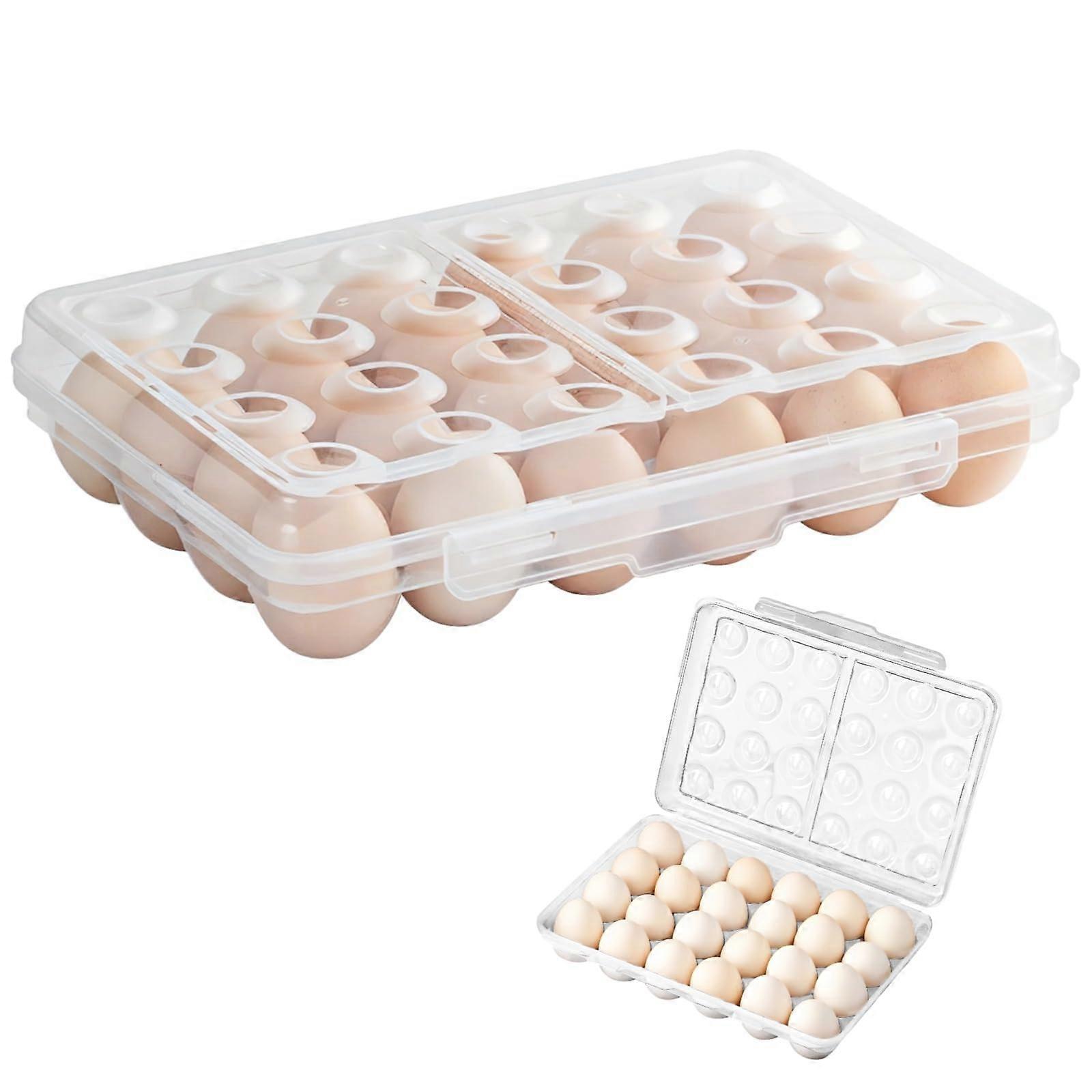 Egg Storage Container 24 Count with Secure Lid, Stackable Egg Holder for Refrigerator or Camping