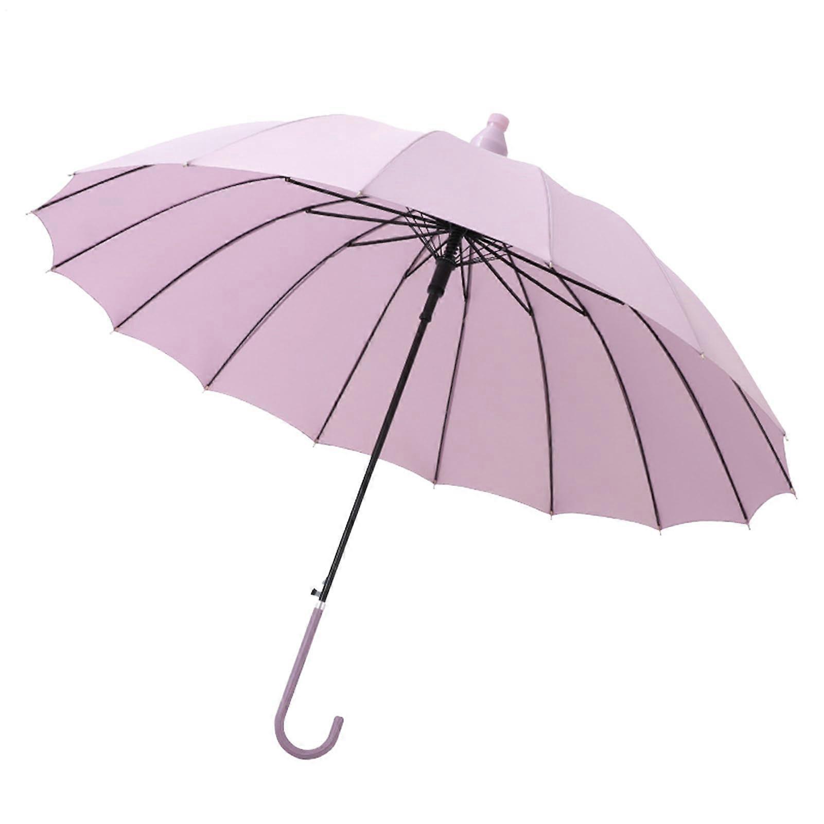Windproof Automatic Umbrella with Waterproof Large Canopy, 16Rib J Handle Compact Travel Design