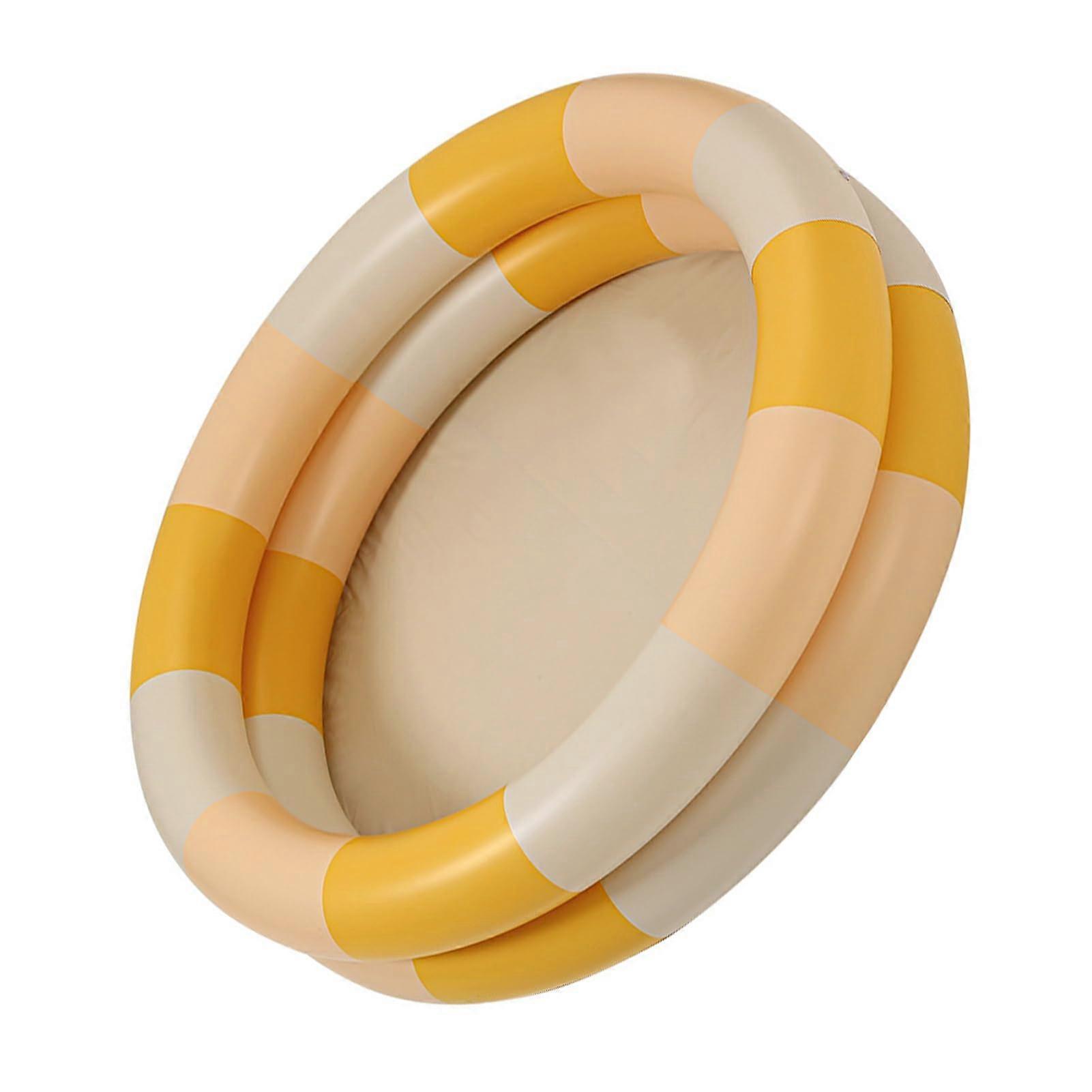 Inflatable Swimming Pool for Kids Thickened Foldable Design Harmless Material Yellow Stripe