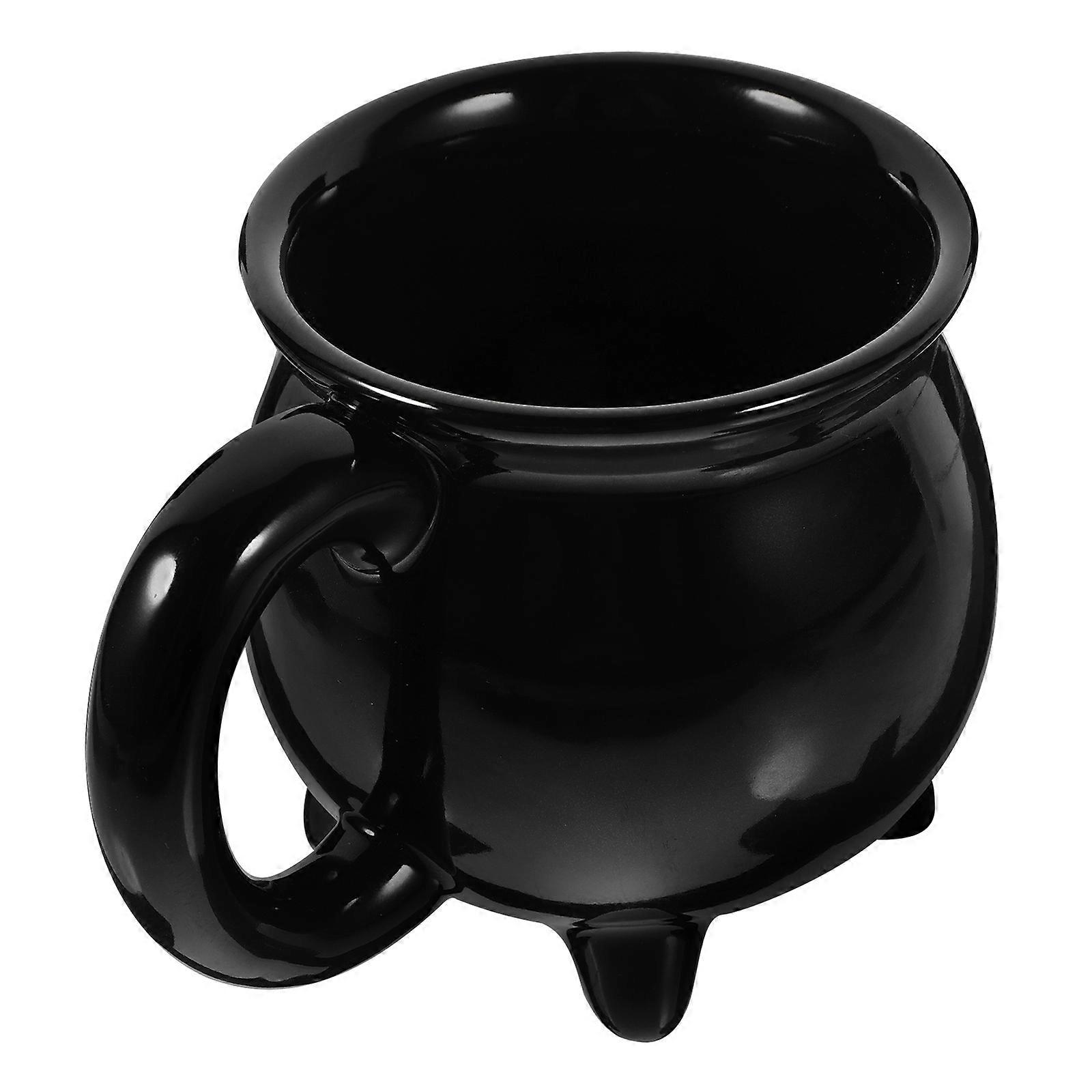 Black Ceramic Cauldron Coffee Mug for Drinking Decorative Witch Mug