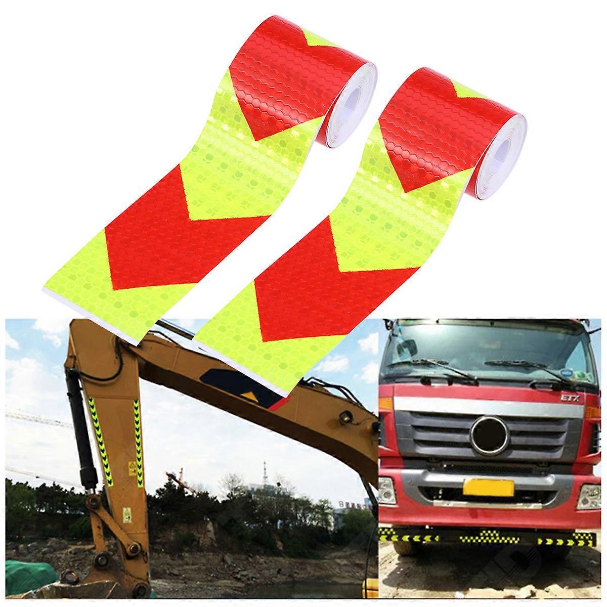 Nighttime Conspicuous Arrow Sticker 2Pcs for Warning with Warning Tape