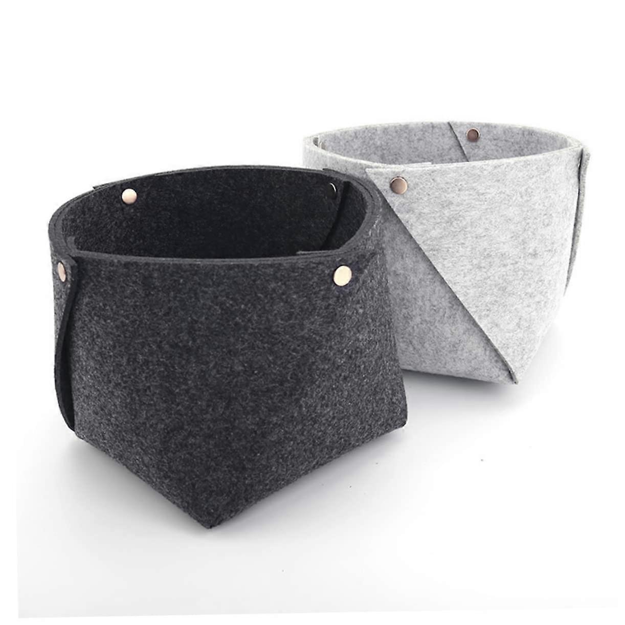 Grey Felt Storage Baskets for Shelves MultiPurpose Organizer Bin for Clutter Home Storage