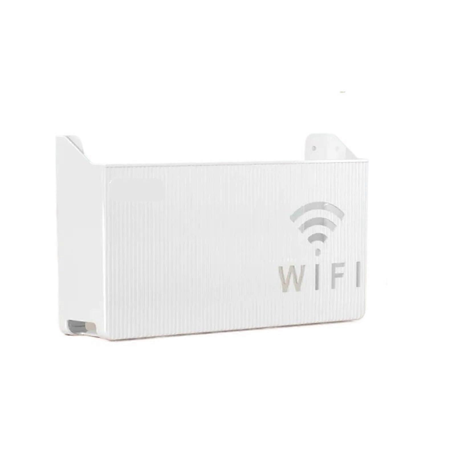 WiFi Router Storage Box Wall Mounted Shelf with Cable Concealment and Space Saving Design White