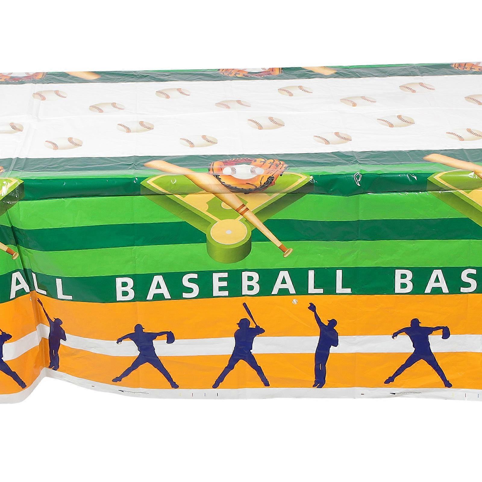Baseball Party Table Decor 2Pcs Waterproof Rectangle Tablecloth For Chic Decoration At Summer Picnic