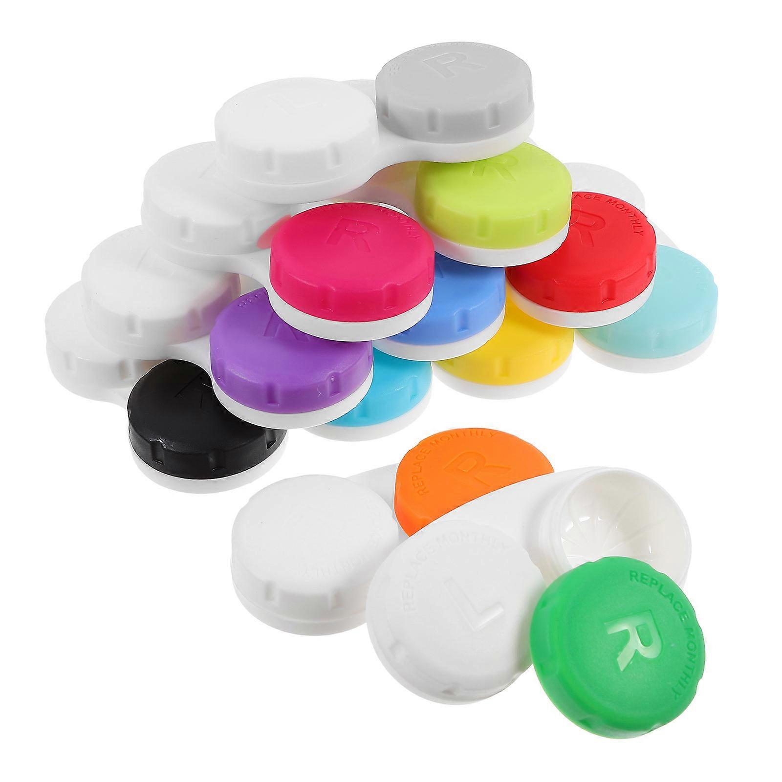 Plastic Contact Lens Organizer Box for Storage Use 24Pcs Assorted Color