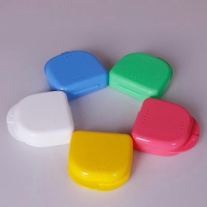 5Pcs Retainer Case Mouth Guard Case Orthodontic Denture Storage Container-Multicolor