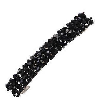 Black Rhinestone Hair Clips for Women and Girls, Handmade Metal Hair Barrettes with Sparkling Crystal Design
