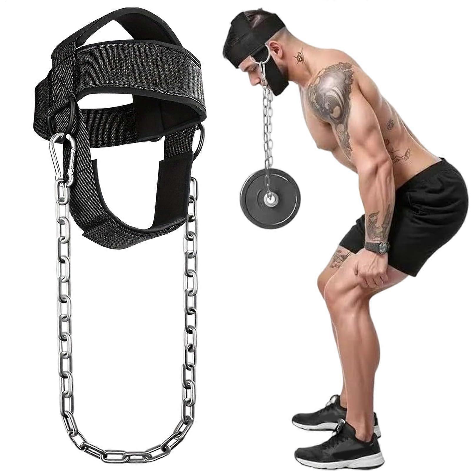Adjustable Neck Harness for Weight Training with Chin Straps, Durable Neck Strengthening Device